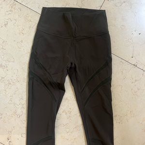 Lululemon Olive Green Cropped Leggings w/ mesh panels